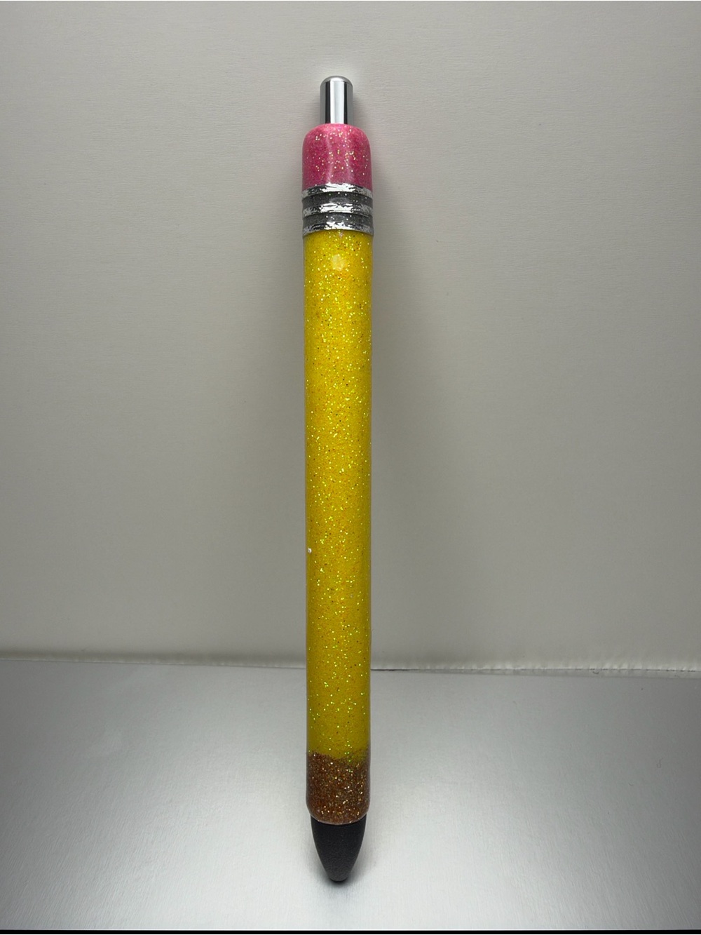 Glitter Resin Pencil inspired Yellow and Pink Party Pen